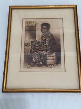 Rare find George Baxter print "Me Warm Now".